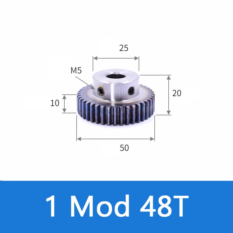 Spur Gears 1 Mod Transmission Gear With Step 45# Steel Pinion Motor Gear 12T~52T
