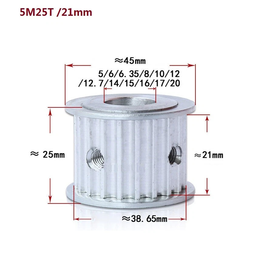 HTD-5M 12-60T Timing Belt Pulley Synchronous Wheel Pitch 5mm Tooth Width 16/21mm
