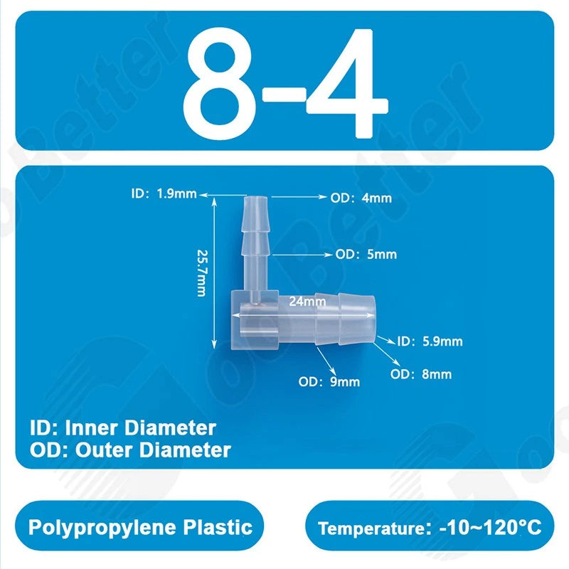 Plastic 90 Degree Elbow Barbed Hose Joiner Reducer Connector L-type Pipe Water