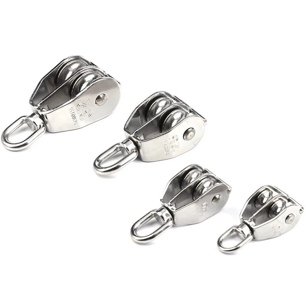 Stainless Steel 15-75mm Single/Double Pulley Block for Wire Rope Lifting Rigging