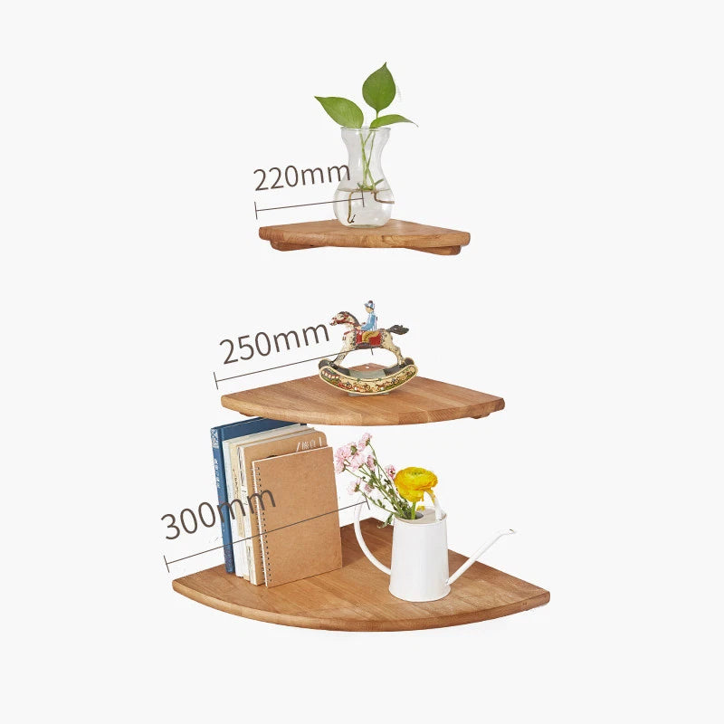 Oak Corner Shelf Wall Mounted Triangle Floating Shelves Oak Wall Storage Display