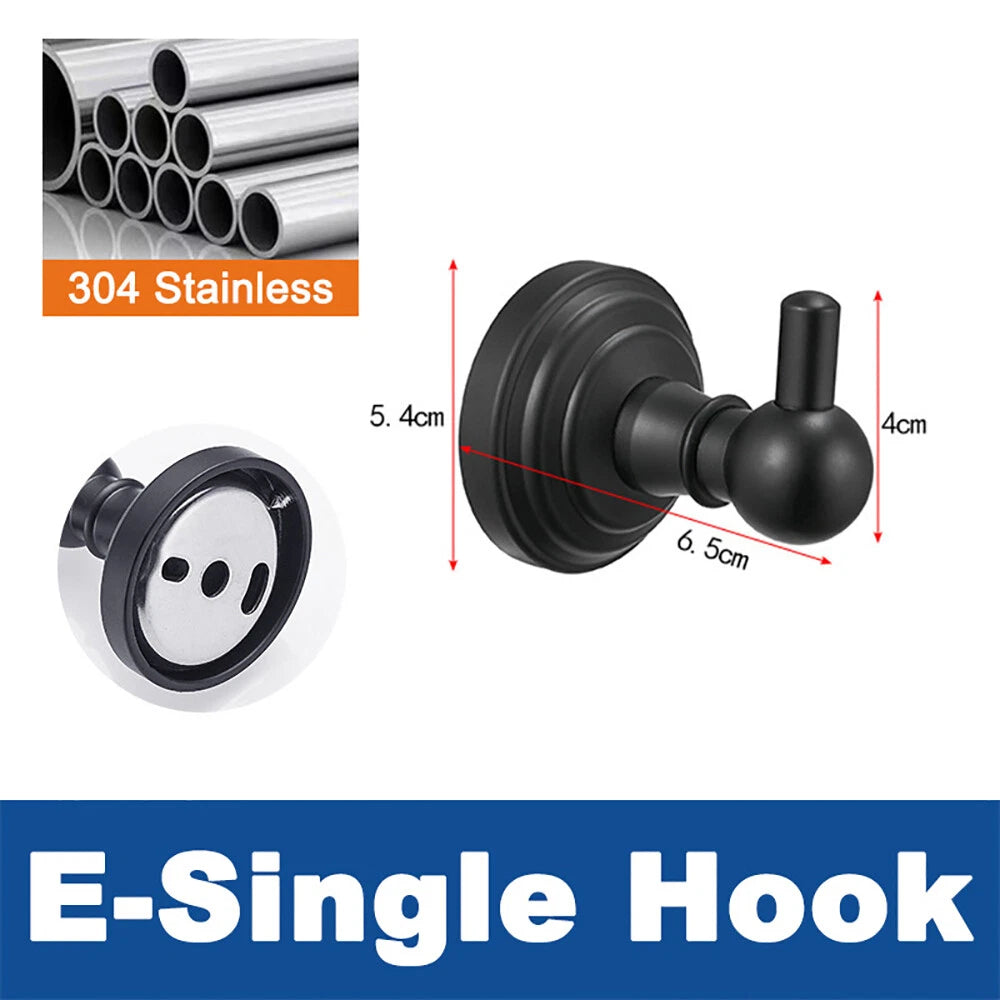 Coat Robe Hooks Stainless Wall Mount Door Hanger Bathroom Towel Black Multi-Type