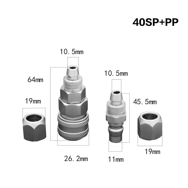 Pneumatic C-Type Quick Release Coupler Set — Self-Locking Air Hose Fitting Pair