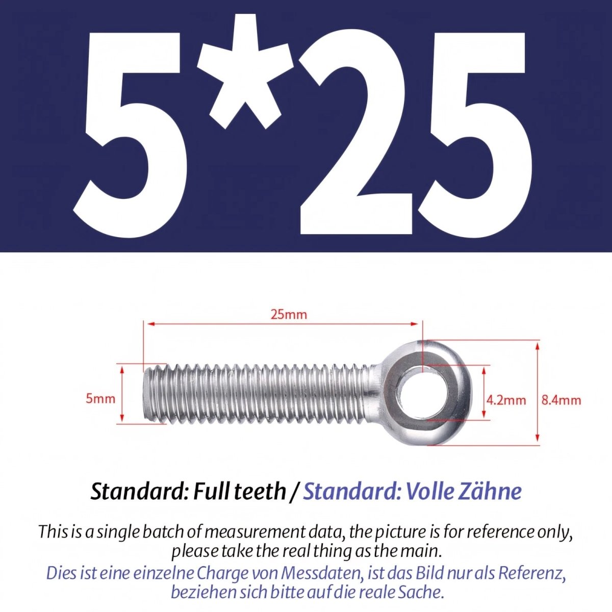 M5 M6 Stainless Steel Eye Bolts — A2 304 Threaded Ring Eyelet Screws for Catenary Wire & Hanging - HomeDIYer