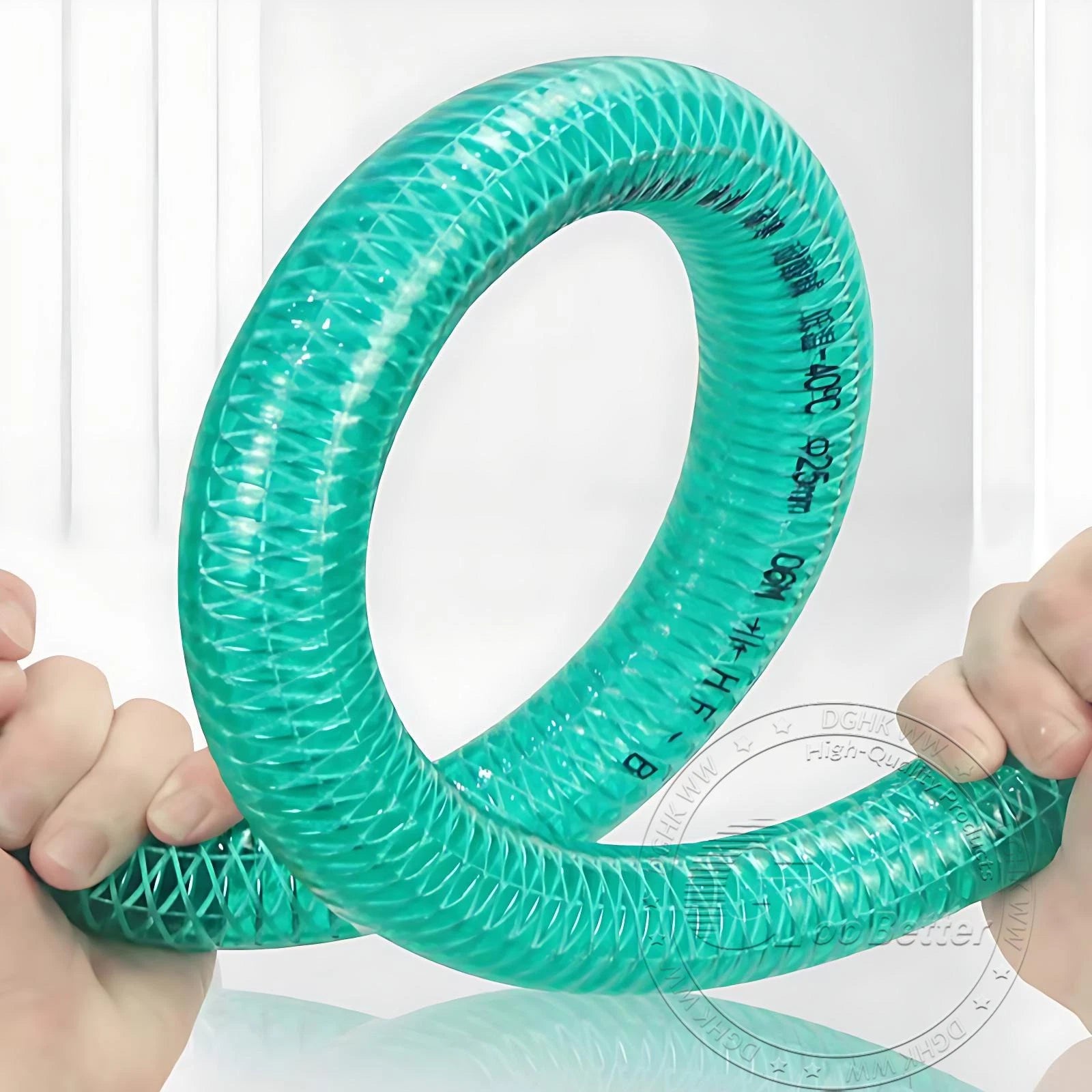 Braided Wire Reinforced Flexible PVC Hose Pipe — Water & Fuel Transfer, Green