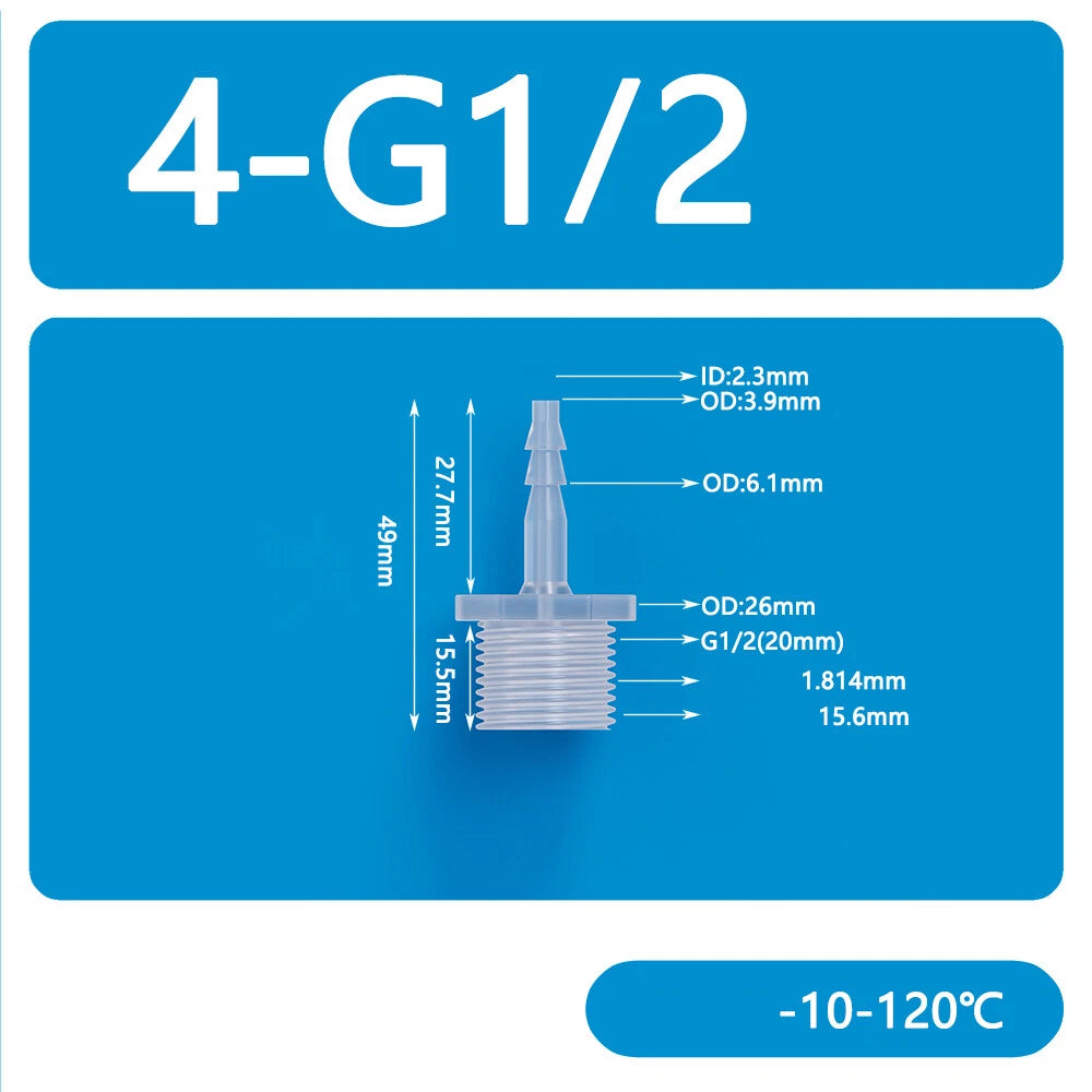 BSP Metric Male Thread Plastic Hose Connector — Straight Barbed Joiner (PP/PE, 1/8" to 3/4")