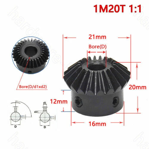 Mod 1/1.5/2 Bevel Gear 15T-30T Bore 5 6 6.35 8 10 12 - 16 mm 90° 1:1 1:2 Using