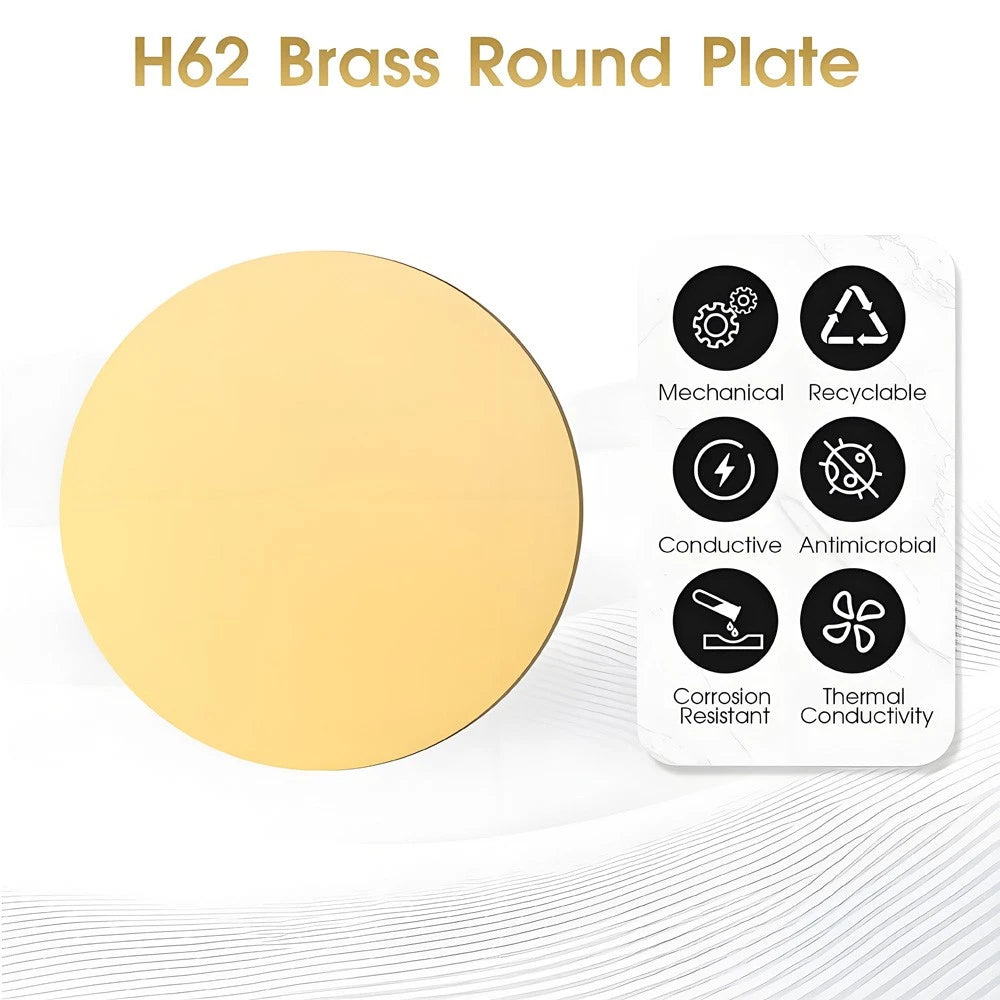 H62 Solids Brass Discs Blanks Metal Round Sheets OD 50-300mm Thick 0.5mm 1mm- 5m