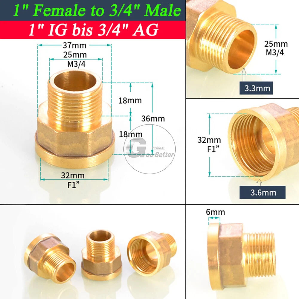BSPT Reducing Adapter Fittings — Brass Female to Male, 1/8" to 2"