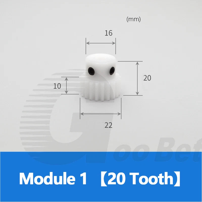 Module 1 Spur Gear POM Plastic 15-40 Tooth with Hub Bore 4-16mm Precision White