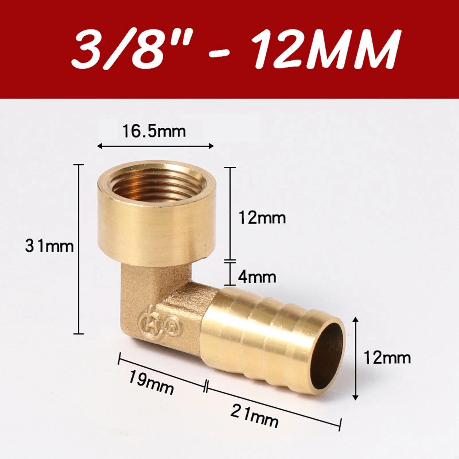Brass 90° Elbow Barbed Hose Tail Fitting — Male & Female NPT Thread, Air Water