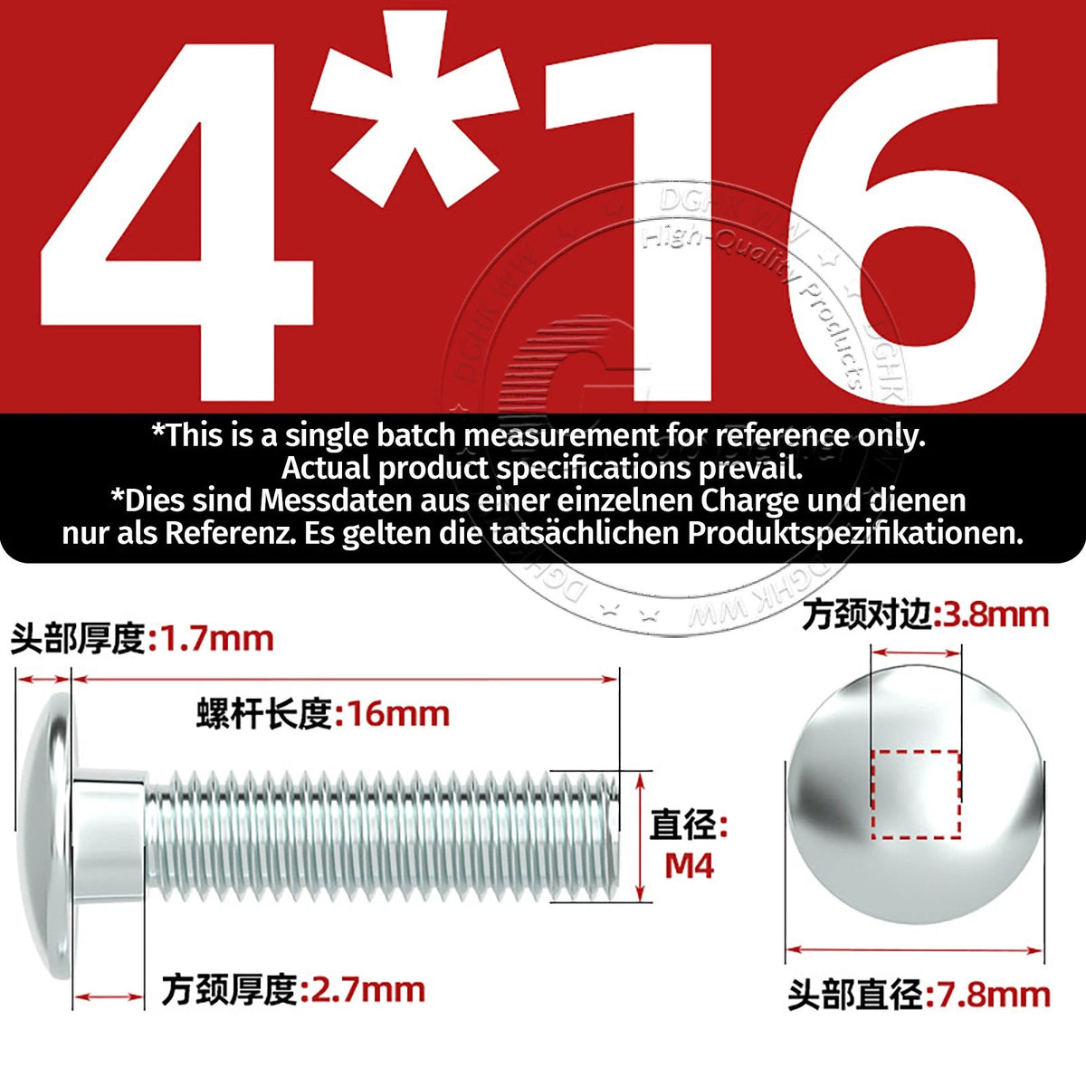 M4–M12 Zinc-Plated Cup Square Carriage Bolts with Flange Nuts | 8–150mm