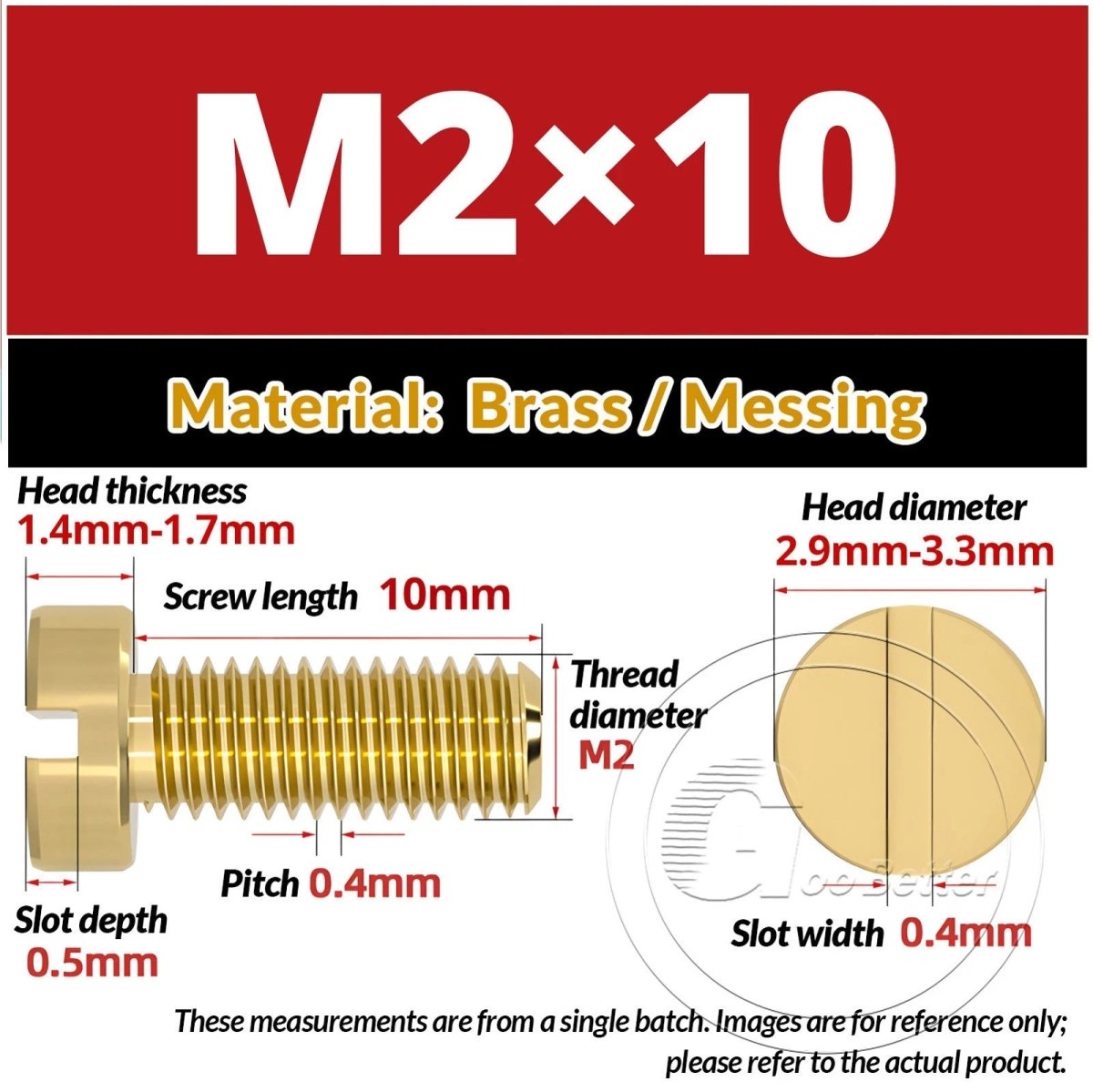 Brass Slotted Pan Head Machine Screws — M2 to M10, Multiple Lengths - HomeDIYer