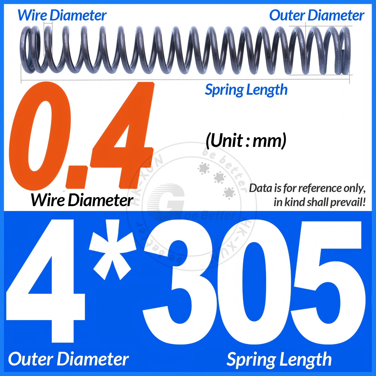 Length 305mm Compression Spring Pressure Springs OD 3-60mm Wire Dia 0.3mm-6.0mm