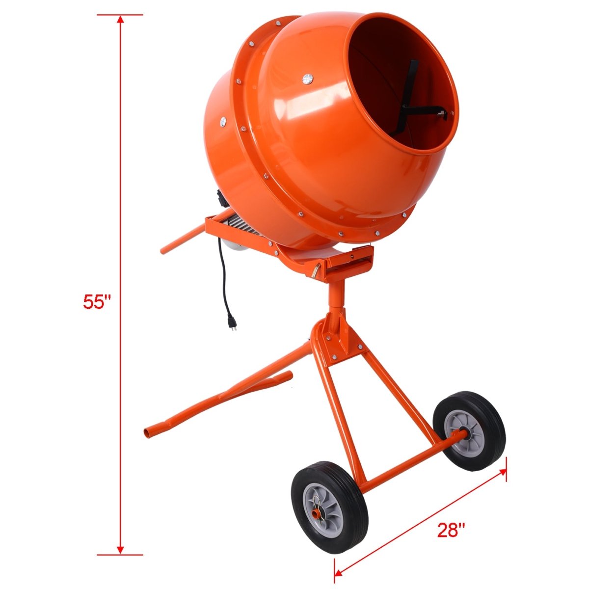 370W Portable Electric Concrete Mixer Cement Mixing Barrow Machine Mixing Mortar Handle with Wheel (4.6 cu/ft.) - HomeDIYer