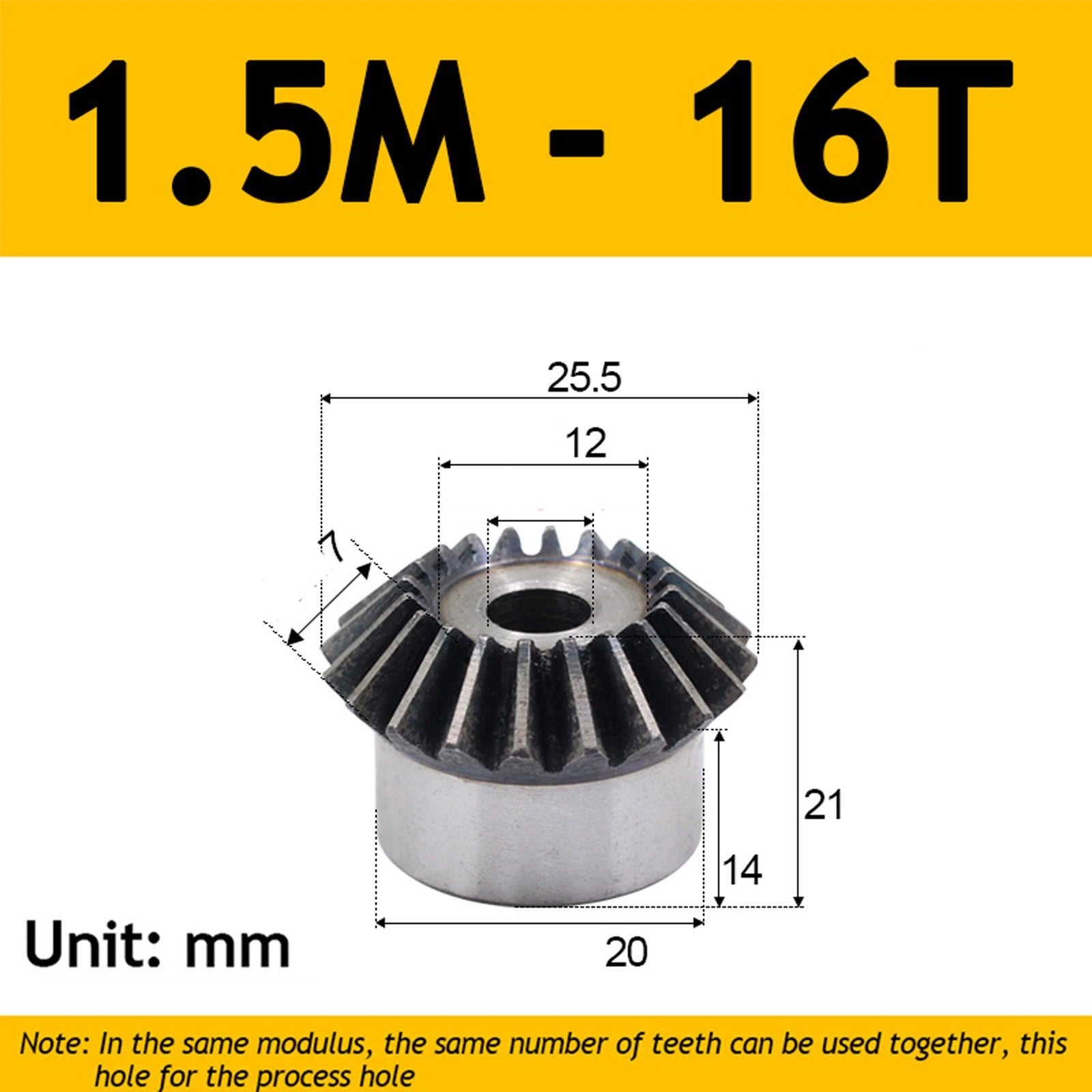 1.5 Module Steel Umbrella Tooth Bevel Gear Helical Motor Gear 15-40 Tooth
