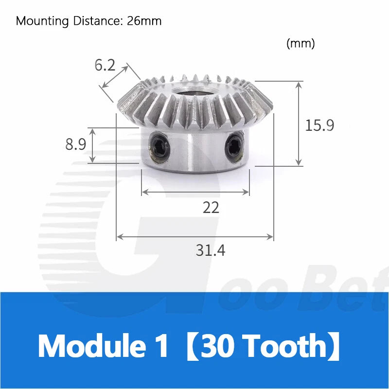 Bevel Gear Set 40Cr Chrome Steel Module 1 1.5 90° 1:1 Pairing 15 20 25 30 Tooth