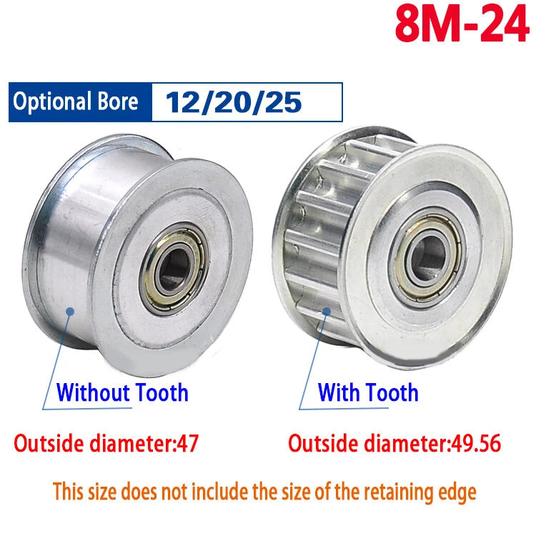 HTD-8M Timing Belt Smooth Tooth Idler Drive Pulley 15 16 20 24 25 30 Tooth