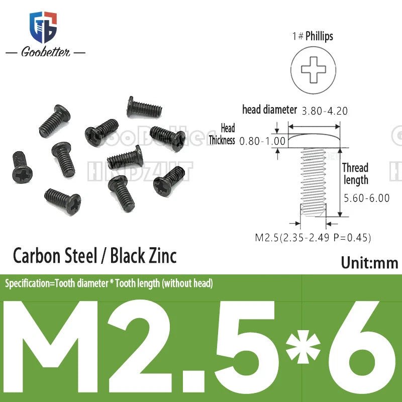 Round Head Machine Screws M2 M2.5 M2.6 | Carbon Steel & Stainless | 100–500 PCS - HomeDIYer
