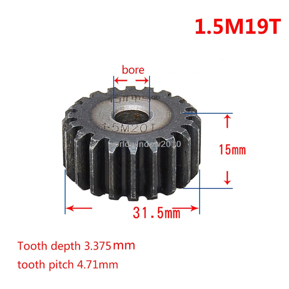 45# Steel Spur Gear 1.5M12T-60T Metal Mod 1.5 Pinion Gear 12-60 Tooth Moter Gear