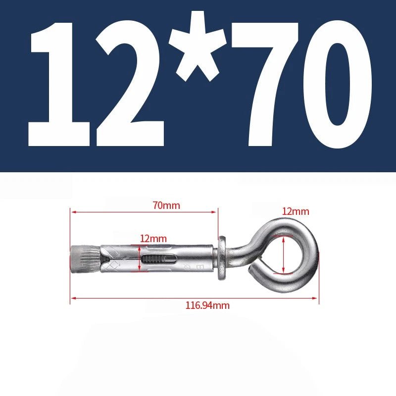 Closed Hook Eye Bolt with Expansion Anchor — Galvanised & 304 Stainless | M6.5 M8 M10 M12 - HomeDIYer
