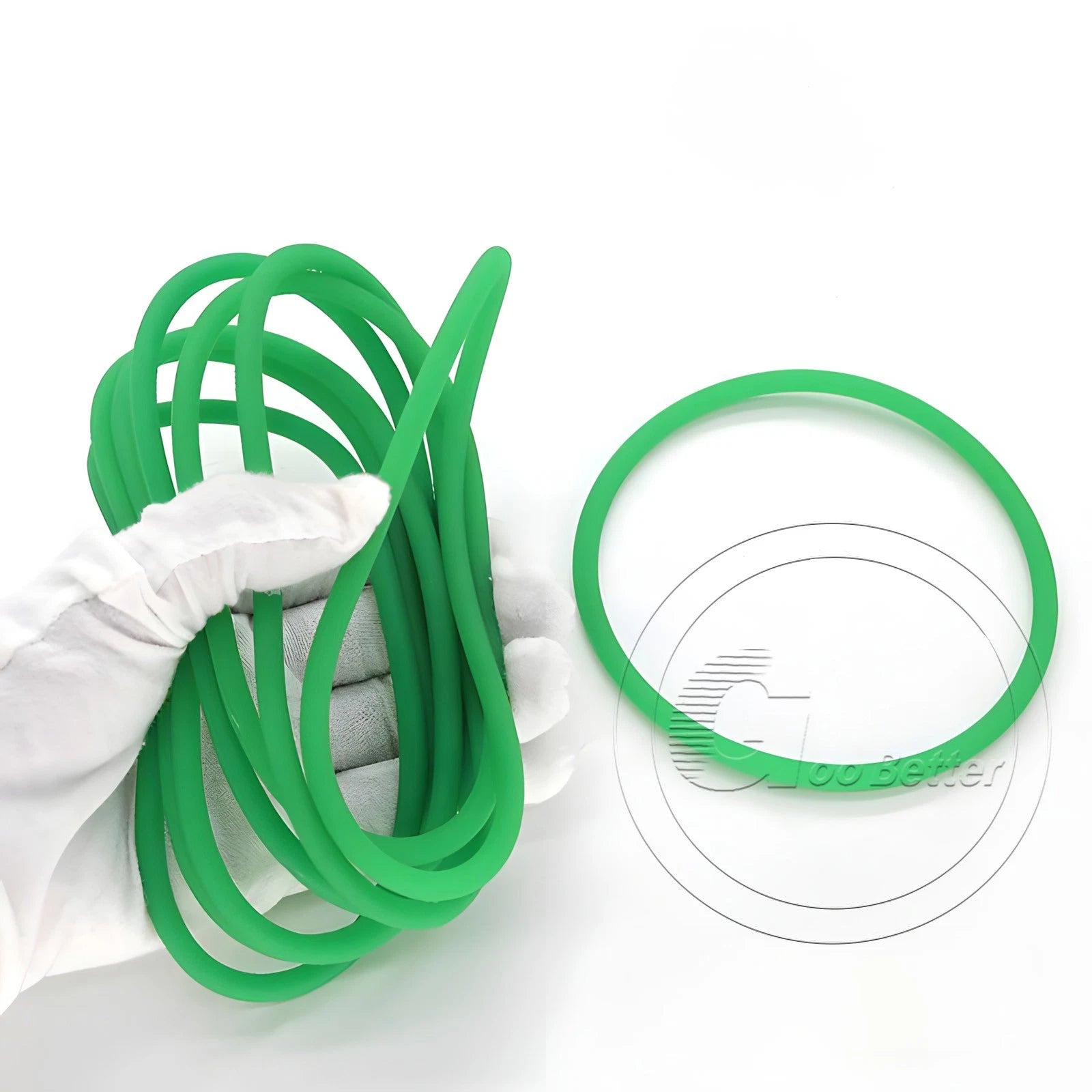 PU Round Belt Polyurethane Drive Belting — Green Solid Close Loop, 2–10mm Wire Diameter