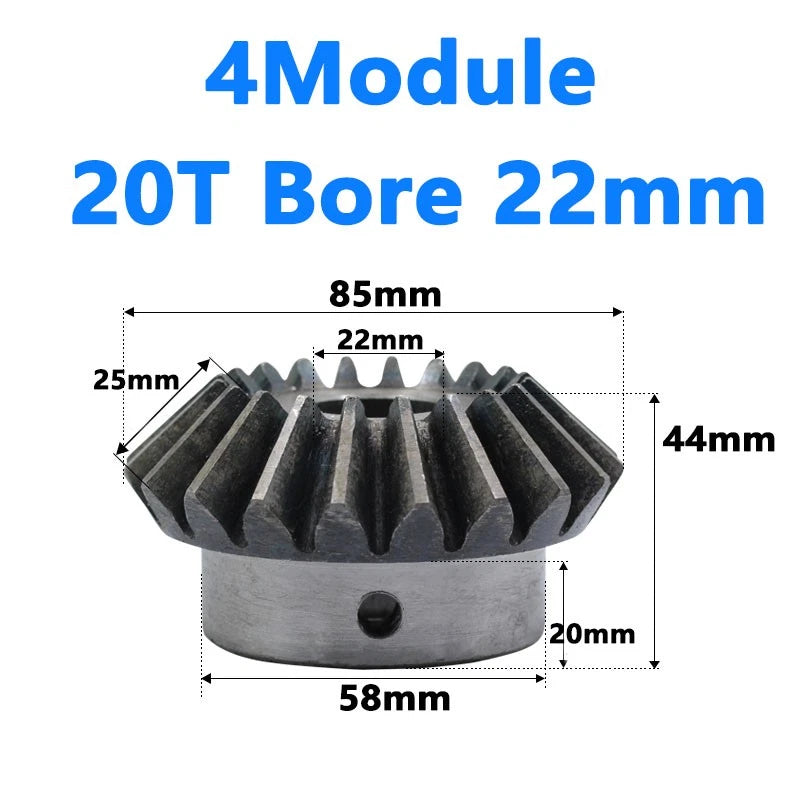 Bevel Gear 4 Module Ratio 1:1 Teeth 20 Bore Dia 20mm 22mm 24mm 25mm 28mm - 40mm