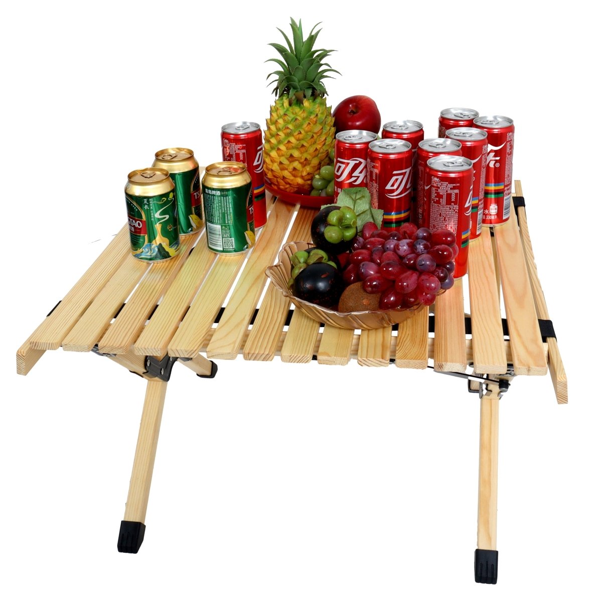 Portable Foldable Outdoor Picnic Table - Natural Beech Wood Camping Table with X - Frame Design - Small Sizes - HomeDIYer