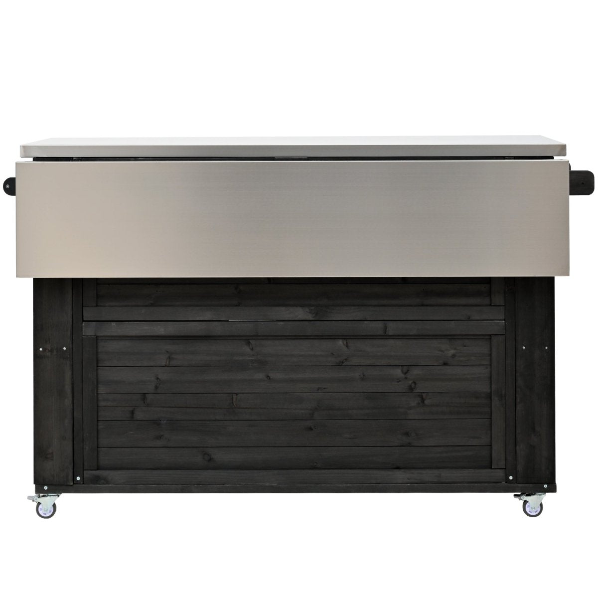Outdoor Kitchen Island with Stainless Steel Top | Foldable Fir Wood Prep Statio - HomeDIYer