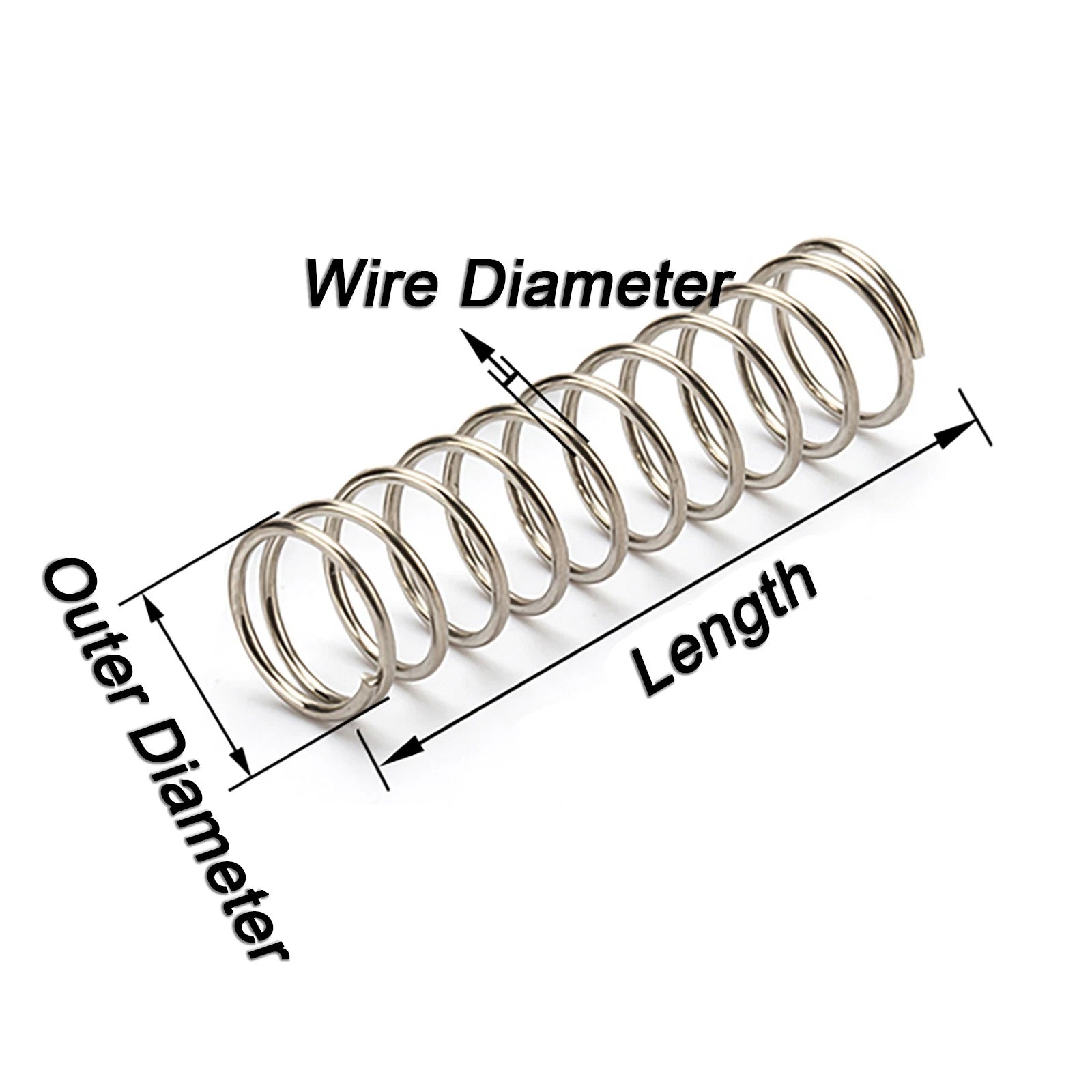 10pcs A2(304) Stainless Steel Compression Pressure Small Springs 0.3/0.4/0.5mm