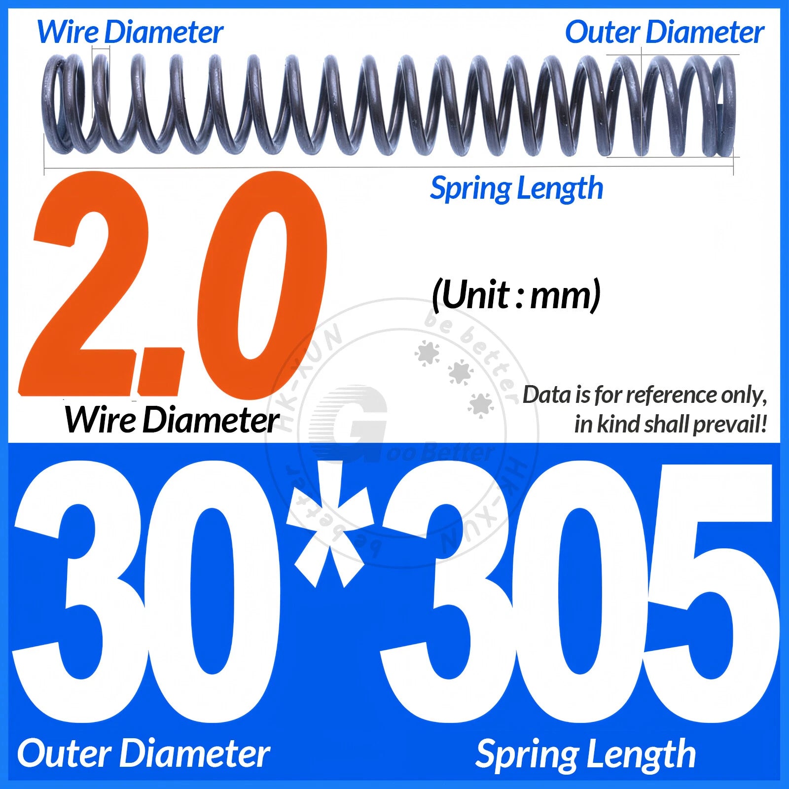 Length 305mm Compression Spring Pressure Springs OD 3-60mm Wire Dia 0.3mm-6.0mm