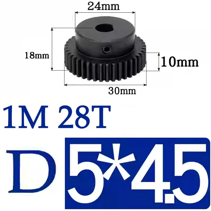 Spur Gears 1 Mod Transmission Gear With Step 45# Steel Pinion Motor Gear 10T~29T
