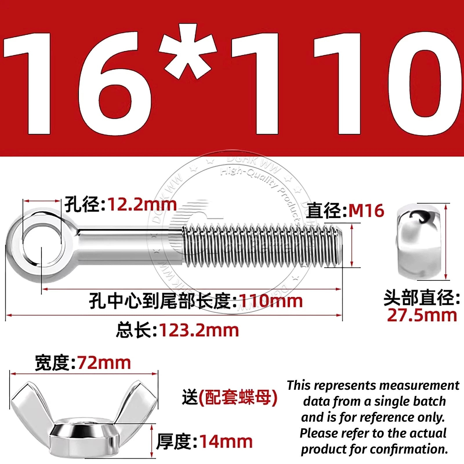 Eye Bolts with Nut — Forged Stainless Steel Threaded Ring Hanging Screws