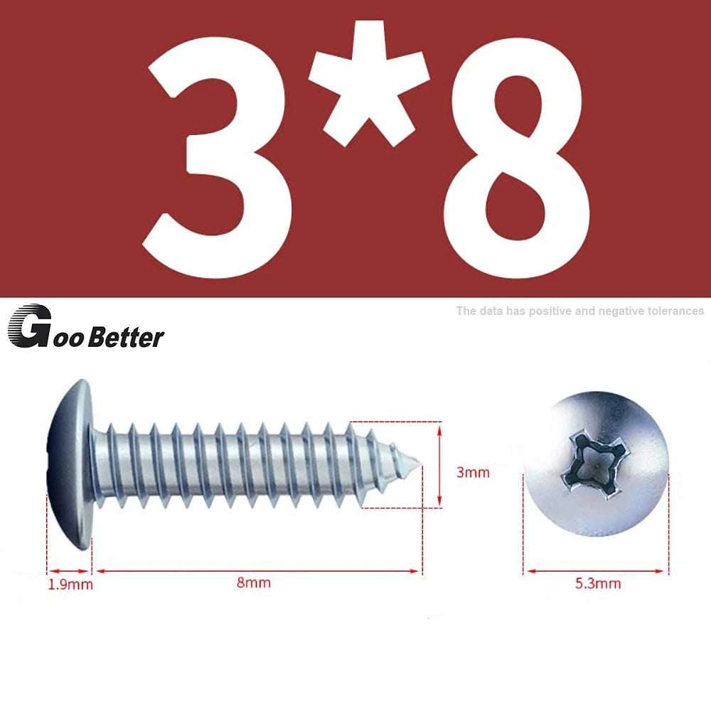 M3 M4 M5 M6 Pan Head Self Tapping Screws – Zinc Plated Carbon Steel