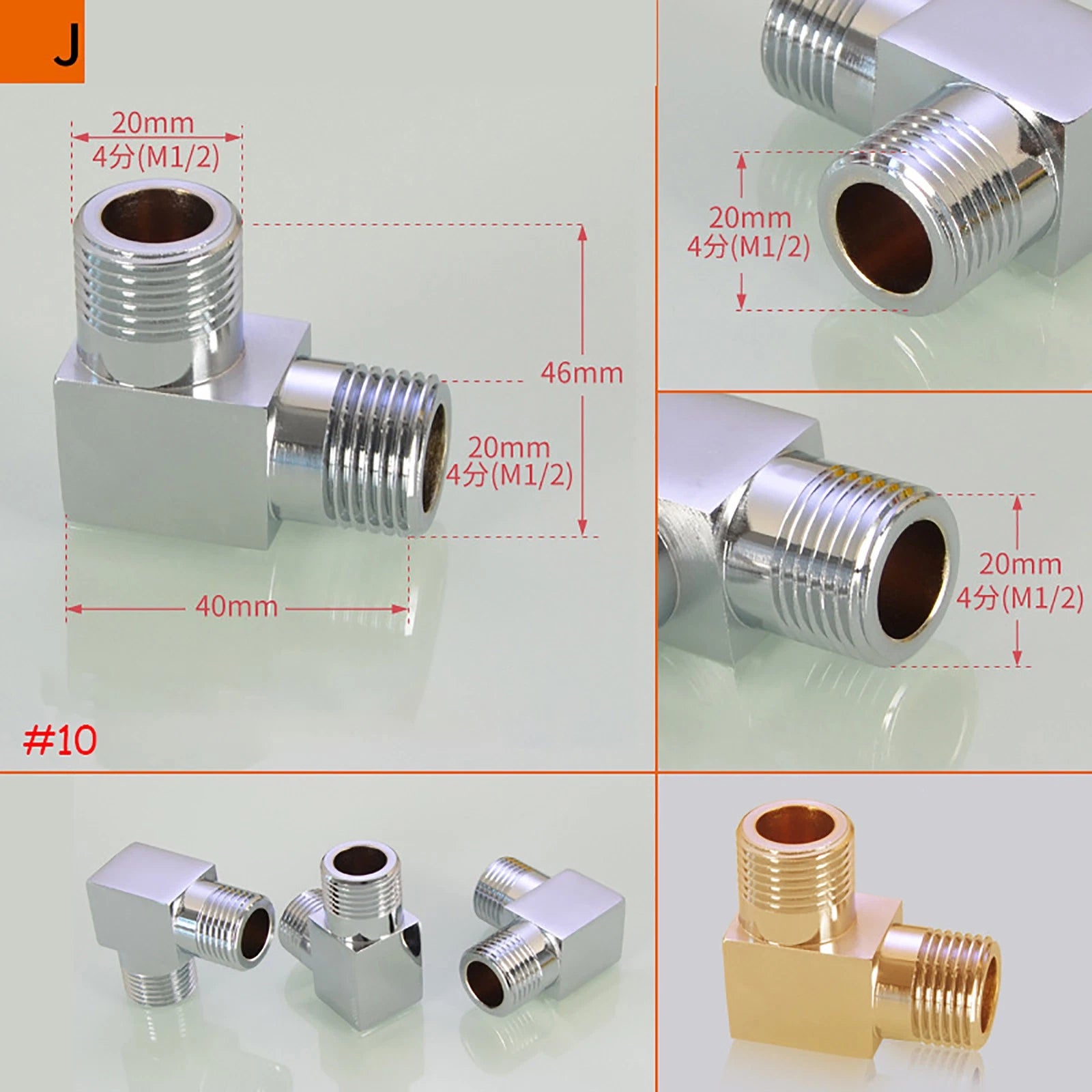 1/2" Chrome Brass Pipe Fittings – Tee & Elbow Connectors (Multiple Thread Types)