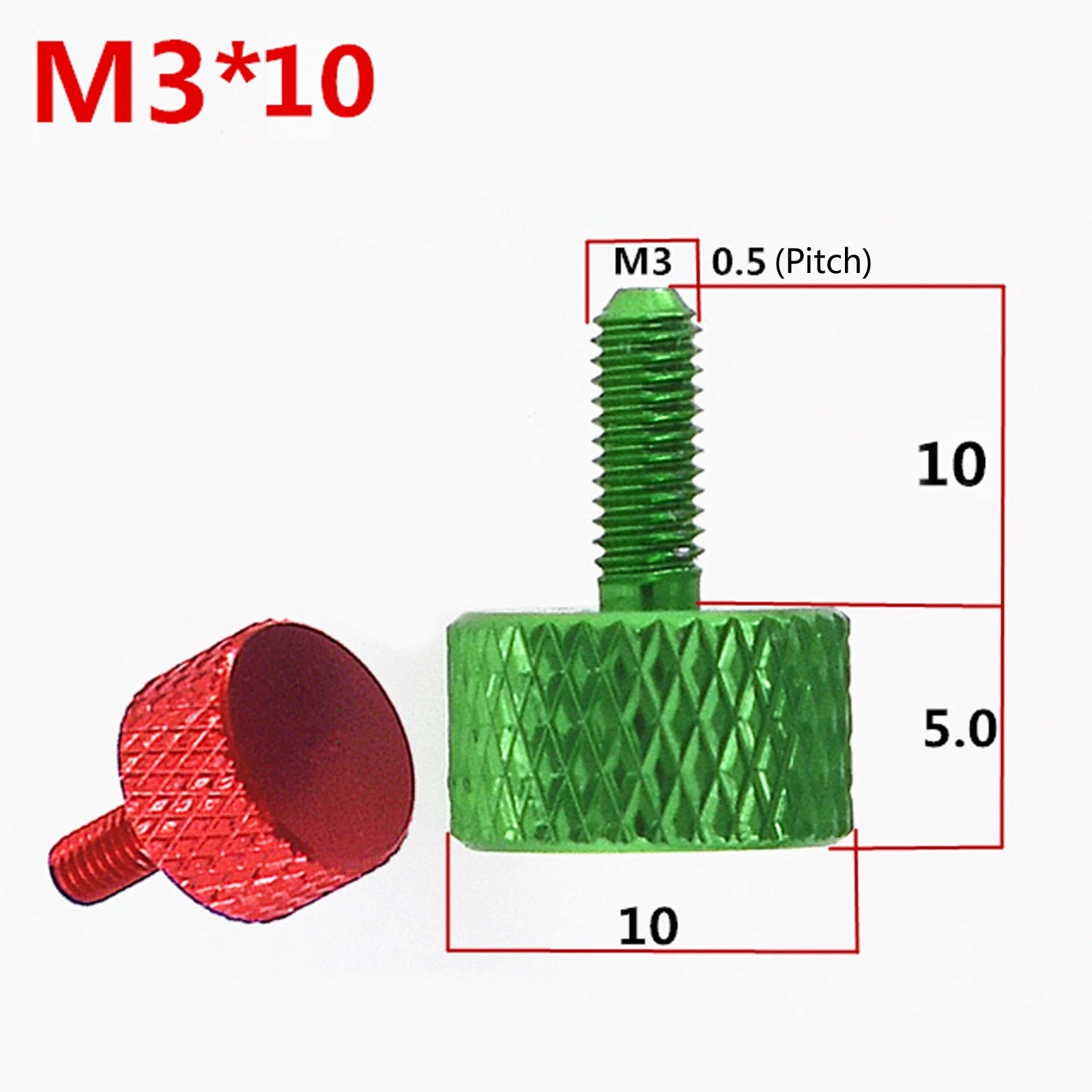 M3 Knurled Thumb Screws – Aluminum Alloy, Anodized Colors, M3×5mm to M3×50mm