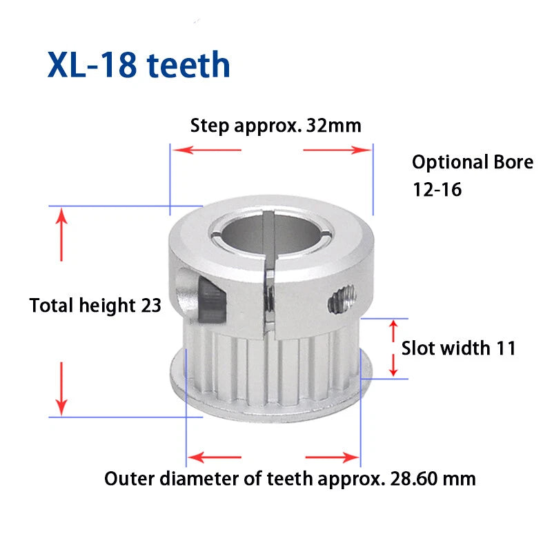 Timing Belt Pulley Bore 5 - 20mm Clamping Type 15 - 25 Teeth XL Timing Belt BF/K
