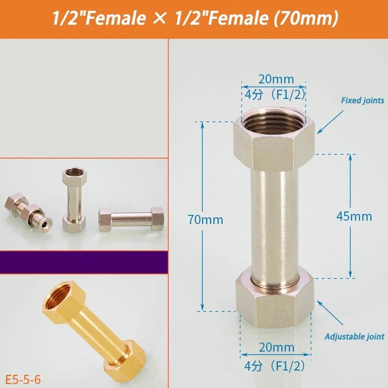Brass BSP Extension Pipe Fitting — 1/2" & 3/4" Female/Male Thread Connector Adapter