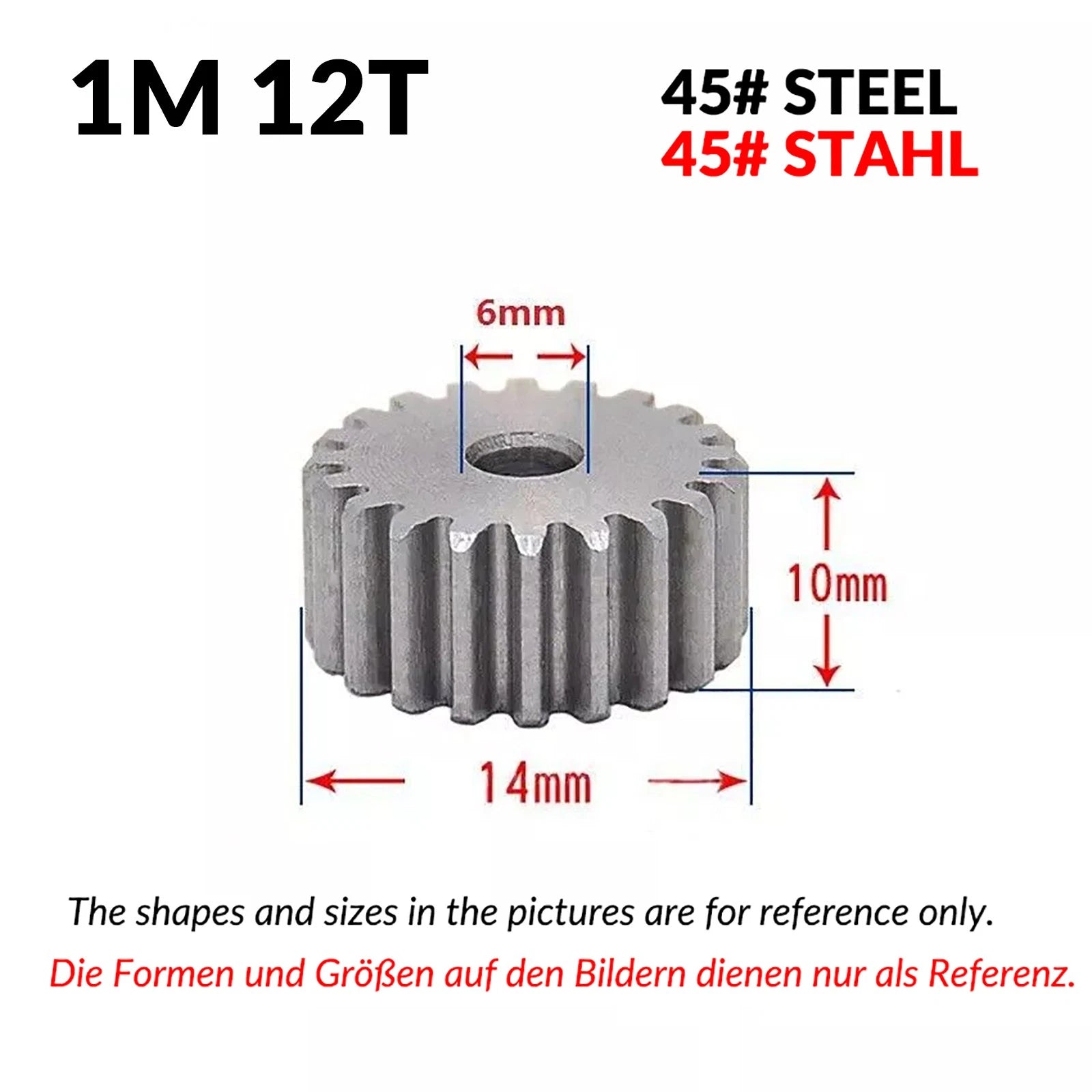 1/1.5/2 Mod 12T-150T Spur Gear 45# Steel Pinion Gear Thickn10-20mm Transmission