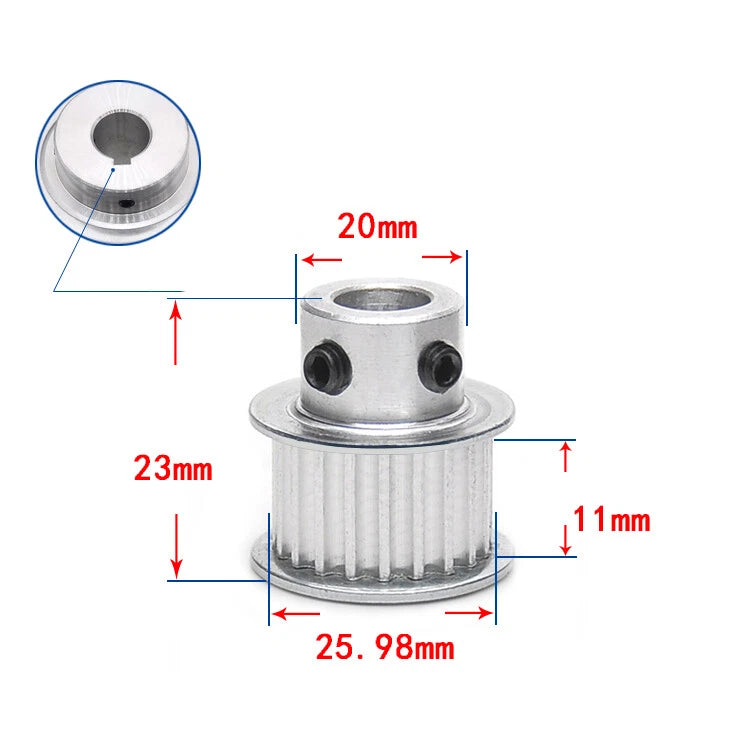 3M Timing Belt Drive Pulley BF-Type 15T-100T Bore 3-25mm For 10mm Width Belt