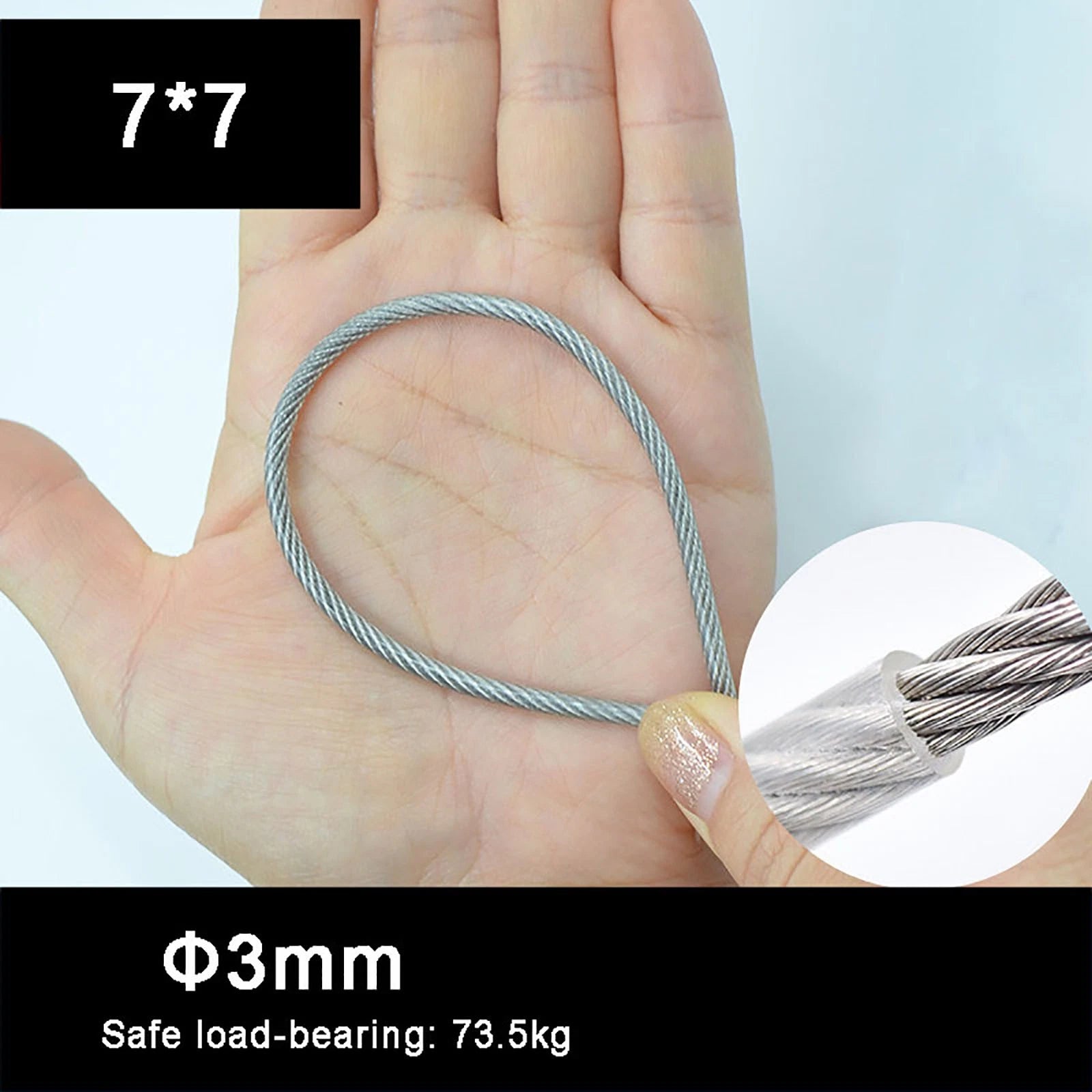 Stainless Steel Wire Rope Lifting Metal Cable Clear Black PVC Coated Φ0.6mm-5mm