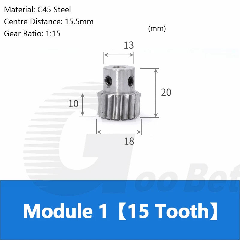 Module 1 Metal Worm Shaft Worm Gear Wheel C45 Steel 15 20/25/30/35/40/50/60Tooth