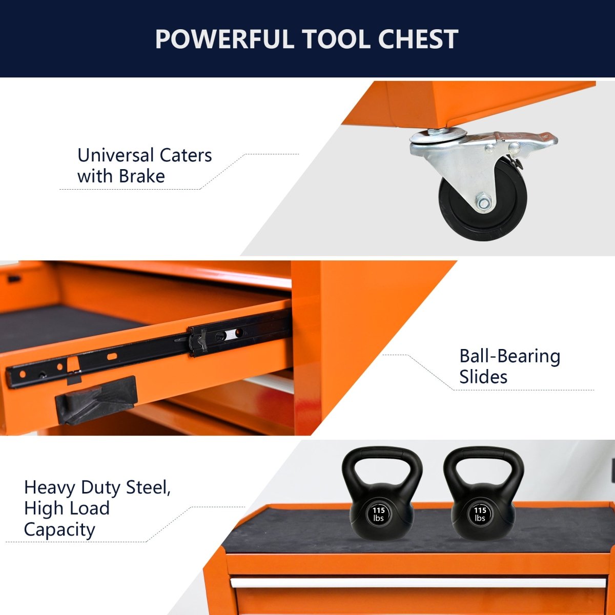 4 Drawers Multifunctional Tool Cart With Wheels - Orange - HomeDIYer