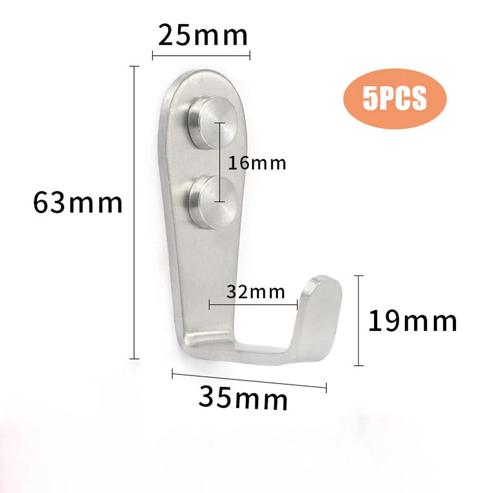 304 Stainless Steel Bathroom Kitchen Wall Door Holder Hook Hanger Hooks