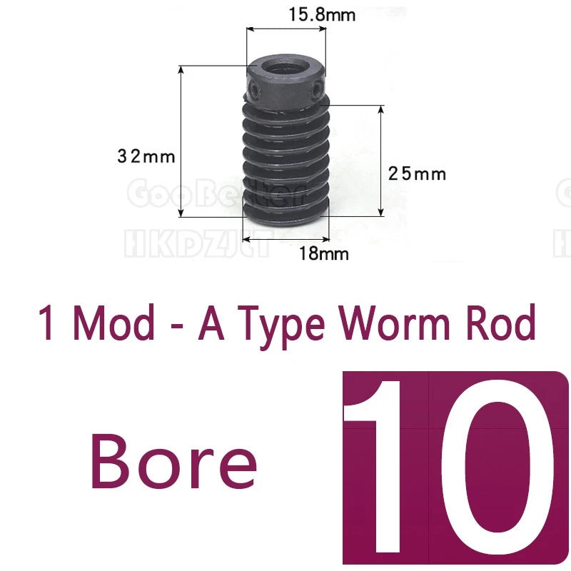 1 Module 45 Steel Worm Shaft & Brass Worm Gear Wheel 25 Tooth Transmission Gear