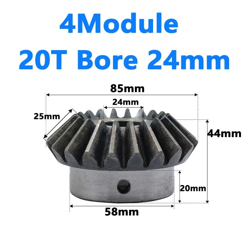 Bevel Gear 4 Module Ratio 1:1 Teeth 20 Bore Dia 20mm 22mm 24mm 25mm 28mm - 40mm