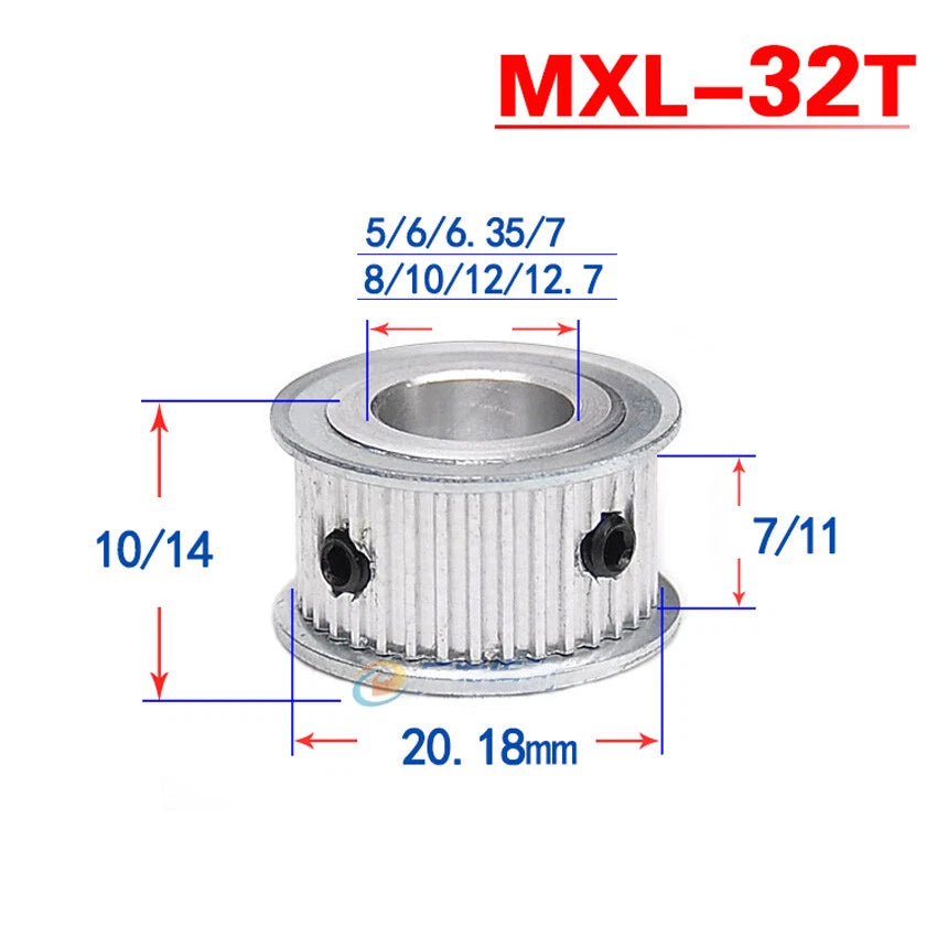 MXL 20T-60T Timing Belts Pulley Pitch 2.032mm AF-type CNC Drive Width 7mm 11mm