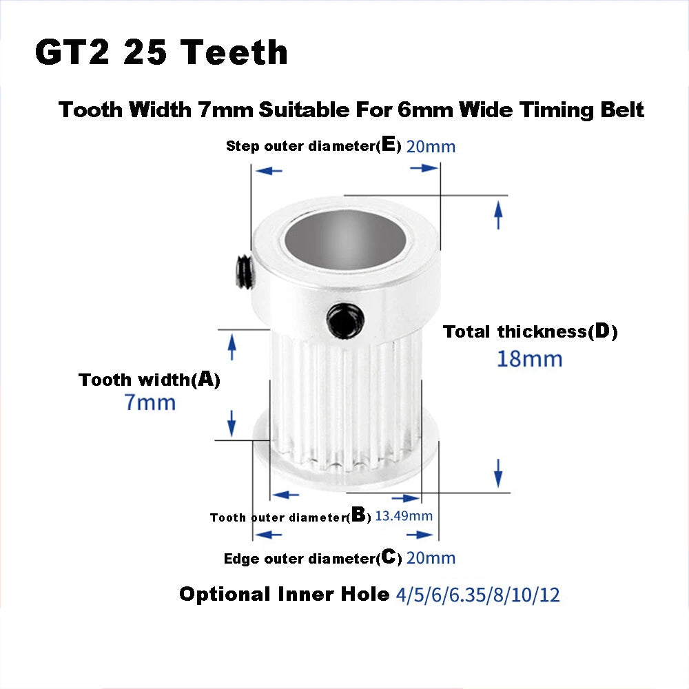 GT2 Idler Timing Drive Pulleys 14/15/16/18~26 Tooth,For 6mm Belt 3D Printer CNC