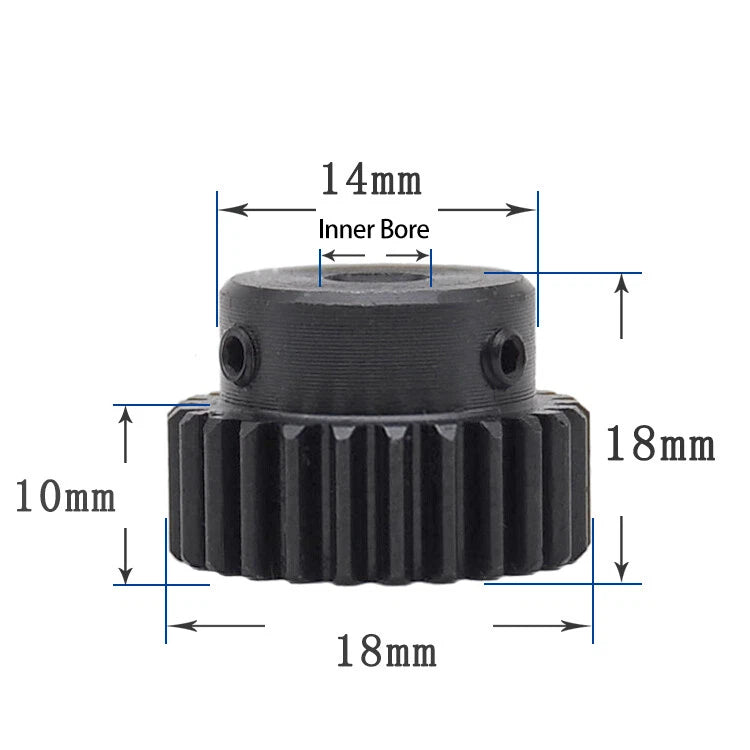 Mod 1 Steel 45# Spur Pinion Gear 10-39 Teeth Motor Gear 4-20mm Bore With Screw