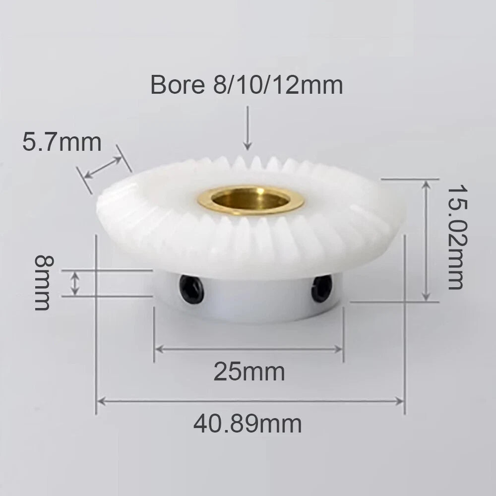 Module 1M Ratio 1:2 White POM Umbrella Bevel Gear 20/40 Teeth Bore 5/6/8/10/12mm